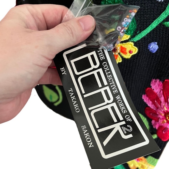 NWT Berek Black Turtleneck with Embroidered Beaded Flowers // Size Small - Picture 6 of 7